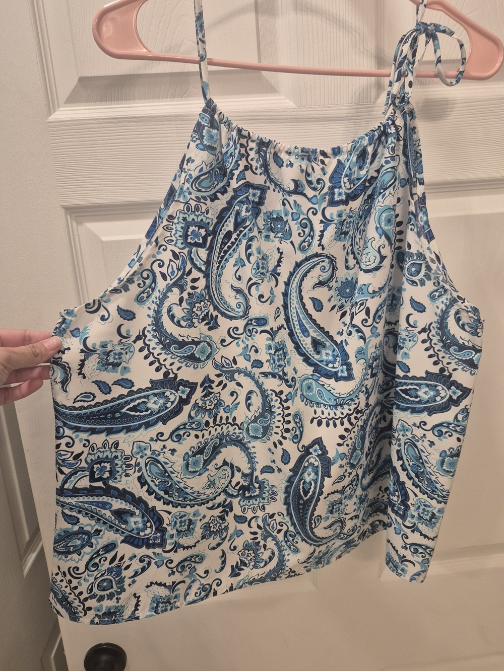SHEIN Blue & White Paisley Halter Camisole